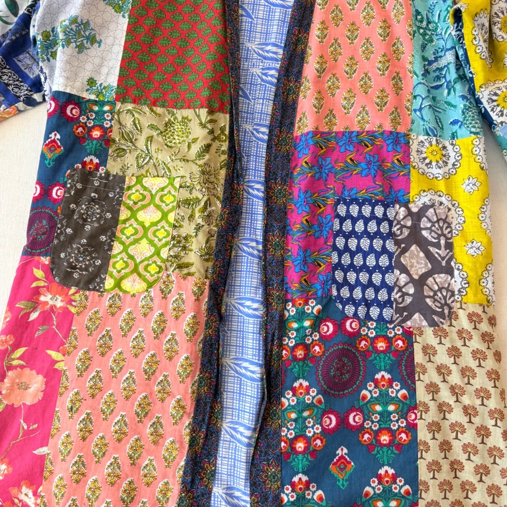 Unbranded Patchwork Boho Duster Kimono Robe Women OS Multi-Color - Picture 7 of 11